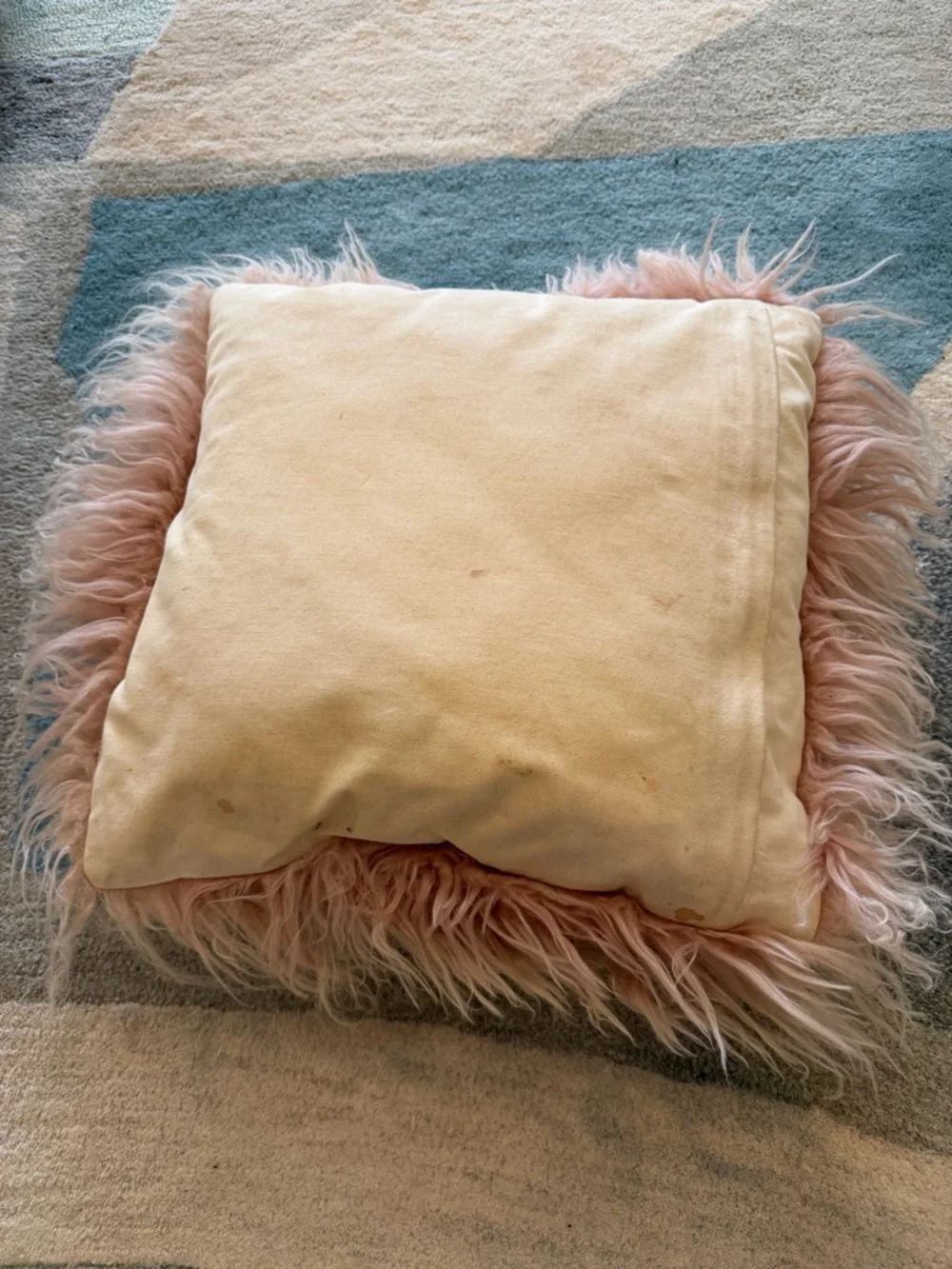 West Elm Pink Dyed Mongolian Lamb Fur Throw Pillow 16x16